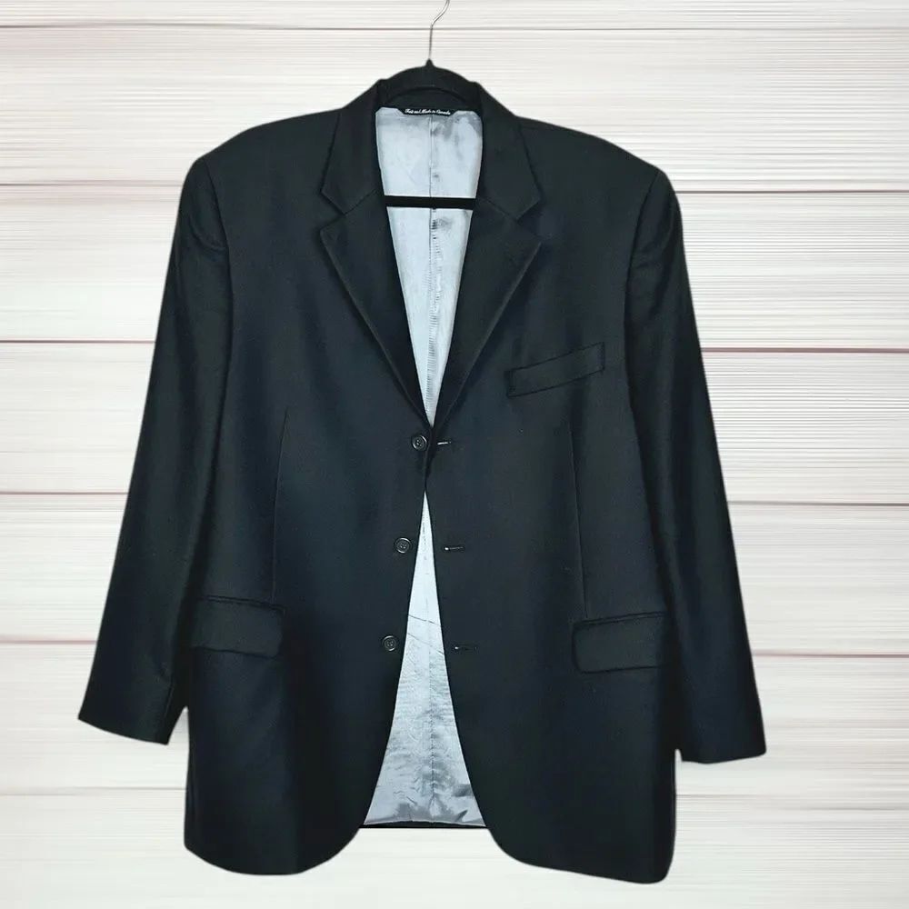 Jack VICTOR Cashmere Blazer Sport Coat Vitalewood Black Three Button front 42R